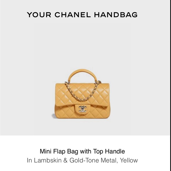 SS 2023 Chanel mini flap with top handle yellow - Picture 3 of 3
